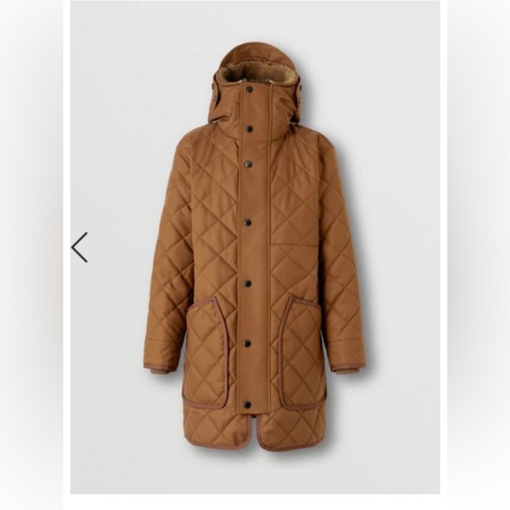 BURBERRY CHECK PANEL DIAMOND QUILTED COTTON GABARDINE COAT